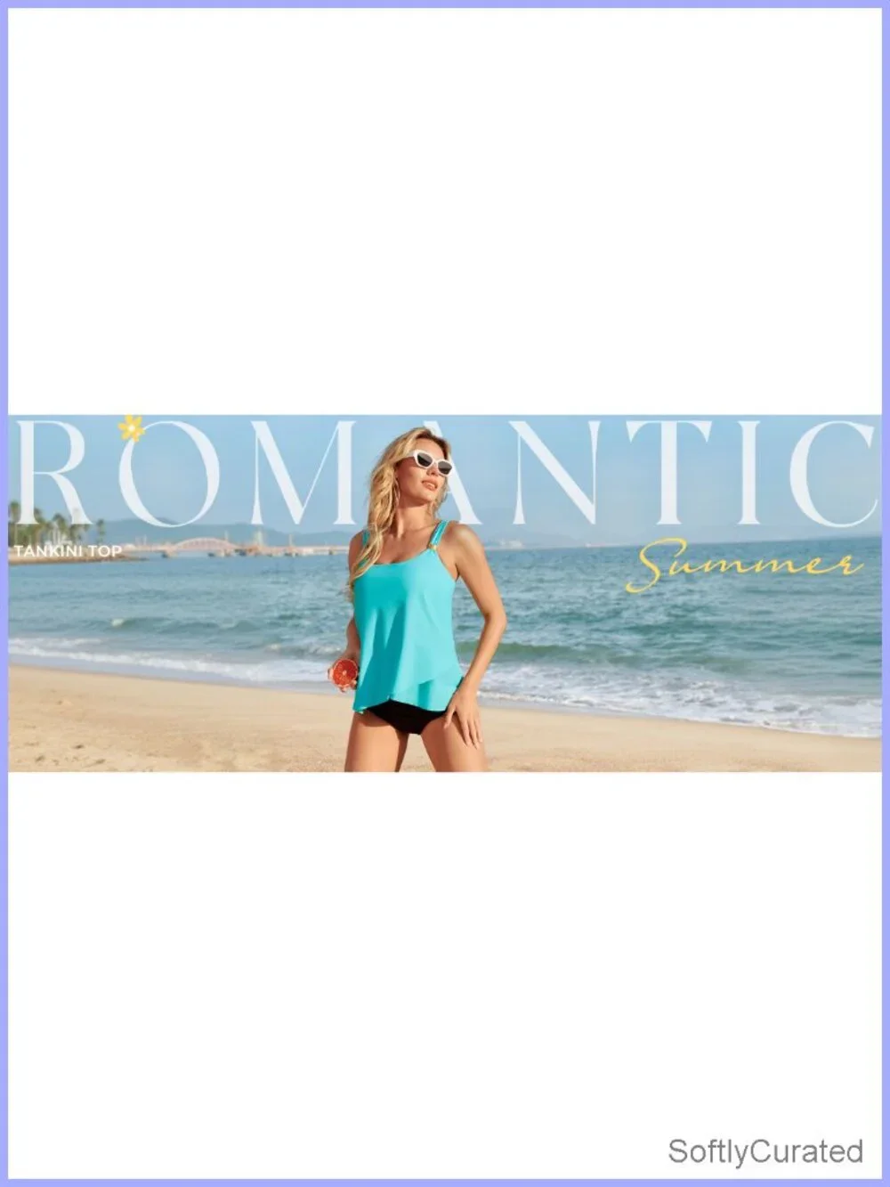 Women Flowy Tankini Top Only Loose Fit Bathing Suit Swim Top Tiered Swimwear